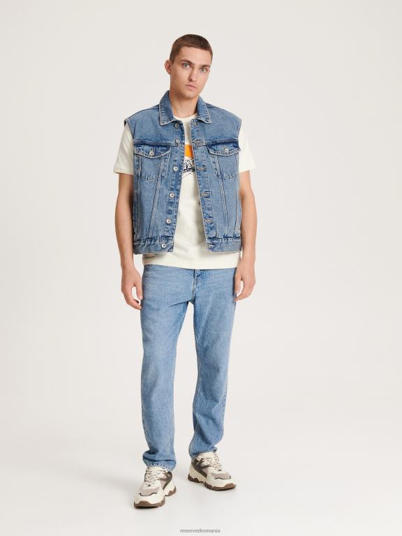 cremă Reserved bărbați îmbrăcăminte tricou confortabil cu imprimeu regulat 648HZ1165