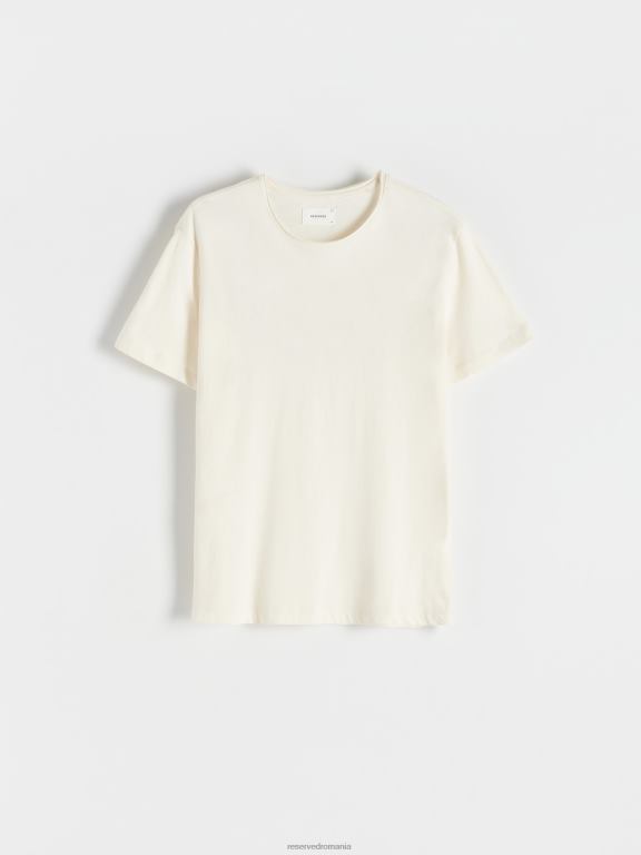 cremă Reserved bărbați îmbrăcăminte tricou cu croială normală cu amestec de in 648HZ1252
