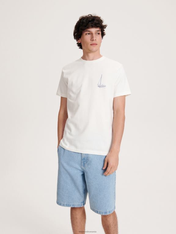 cremă Reserved bărbați îmbrăcăminte tricou cu potrivire regulată în stil nou 648HZ1184