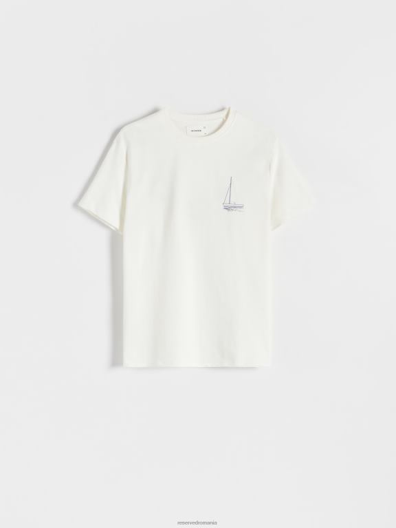 cremă Reserved bărbați îmbrăcăminte tricou cu potrivire regulată în stil nou 648HZ1184