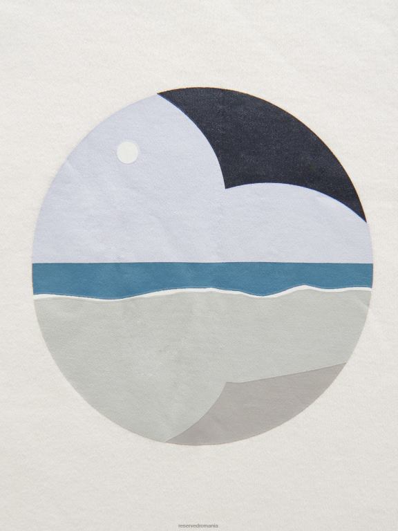 cremă Reserved bărbați îmbrăcăminte tricou la modă cu imprimeu cu fit regulat 648HZ1295