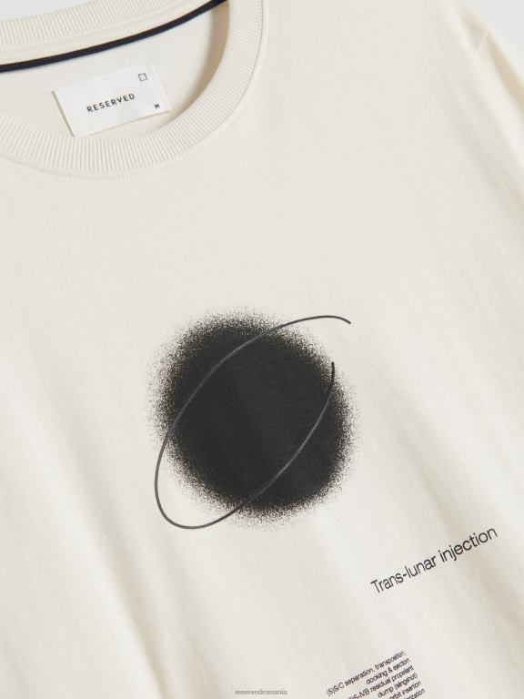 cremă Reserved bărbați îmbrăcăminte tricou nou regular cu imprimeu 648HZ1230