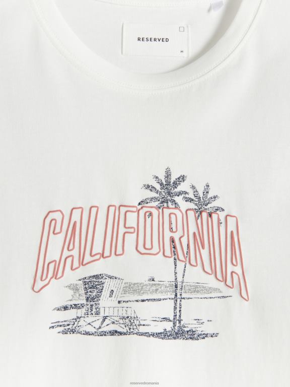 cremă Reserved bărbați îmbrăcăminte tricou nou regular cu imprimeu 648HZ1240