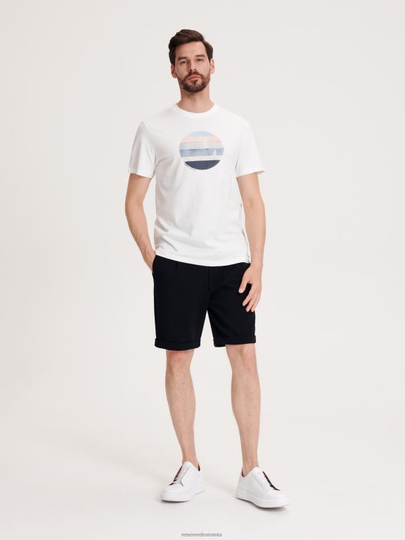 cremă Reserved bărbați îmbrăcăminte tricou nou regular cu imprimeu 648HZ1250