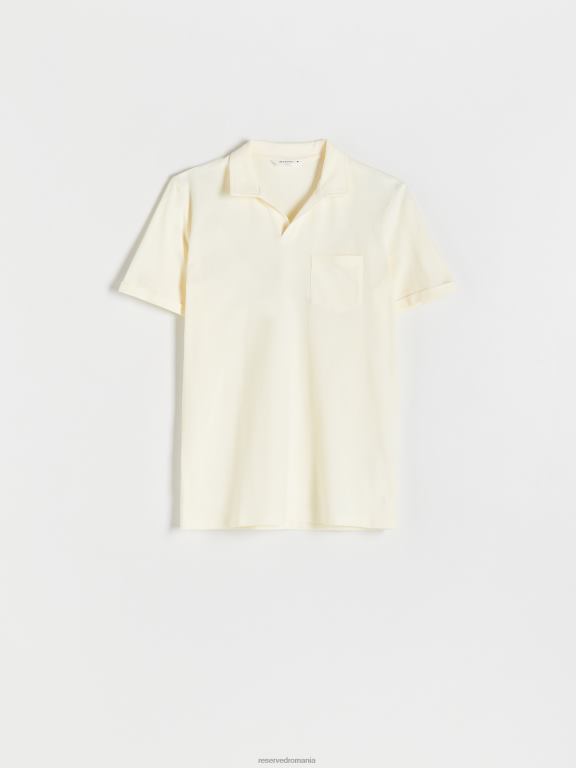 cremă Reserved bărbați îmbrăcăminte tricou polo cu talie regulată 648HZ1347