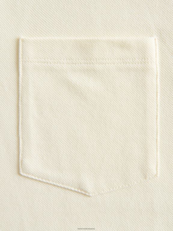 cremă Reserved bărbați îmbrăcăminte tricou polo cu talie regulată 648HZ1347