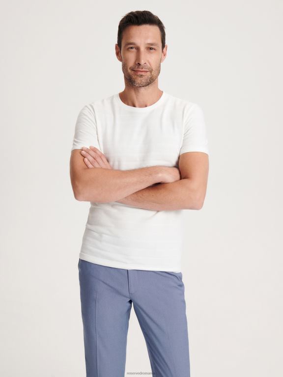 cremă Reserved bărbați îmbrăcăminte tricou slim fit 648HZ1245