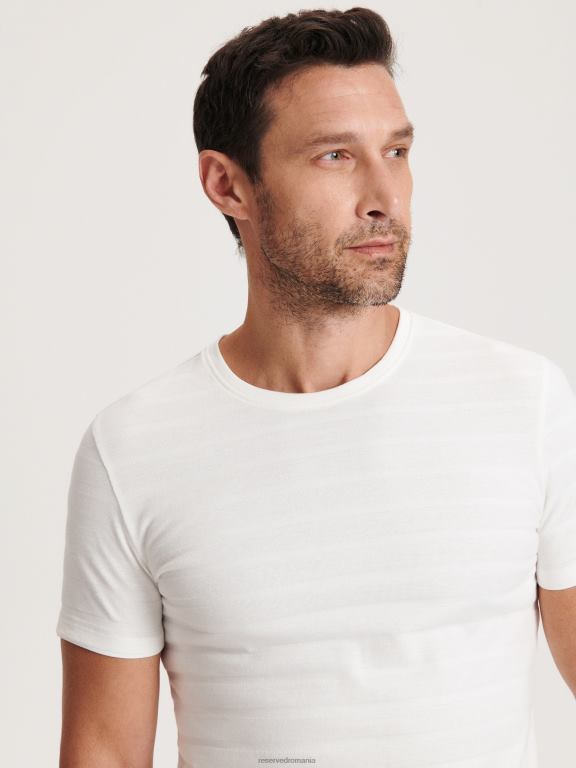 cremă Reserved bărbați îmbrăcăminte tricou slim fit 648HZ1245