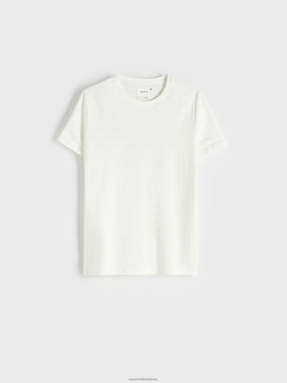 cremă Reserved bărbați îmbrăcăminte tricou slim fit 648HZ1245