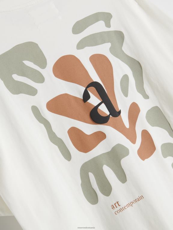 cremă Reserved bărbați îmbrăcăminte tricou supradimensionat cu imprimeu 648HZ1206