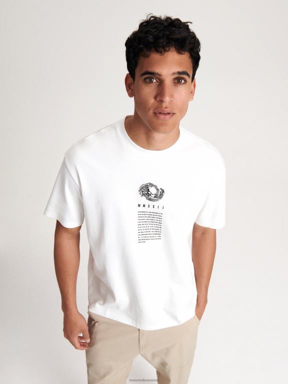 cremă Reserved bărbați îmbrăcăminte tricou supradimensionat cu imprimeu 648HZ1262