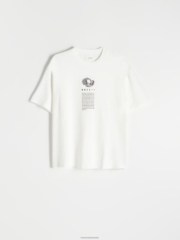cremă Reserved bărbați îmbrăcăminte tricou supradimensionat cu imprimeu 648HZ1262