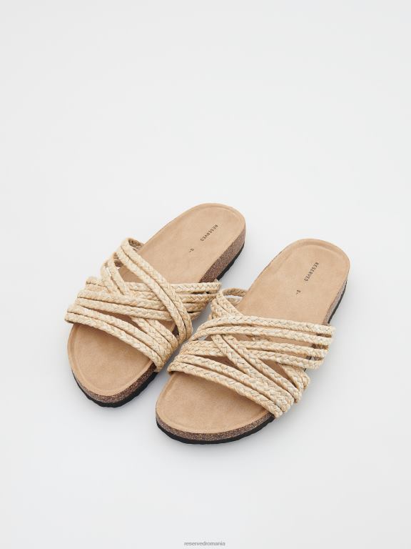 cremă Reserved femei pantofi glisoare cu partea superioară decorativă 648HZ979