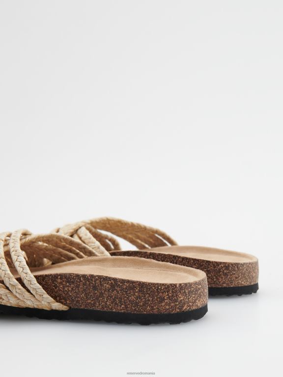 cremă Reserved femei pantofi glisoare cu partea superioară decorativă 648HZ979