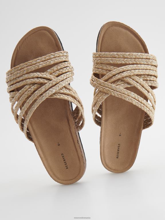 cremă Reserved femei pantofi glisoare cu partea superioară decorativă 648HZ979