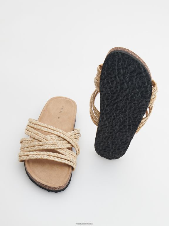 cremă Reserved femei pantofi glisoare cu partea superioară decorativă 648HZ979