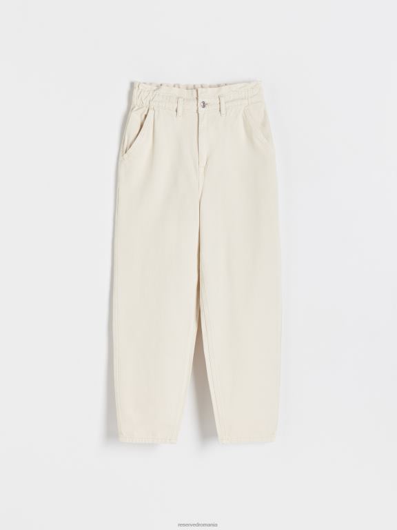 cremă Reserved femei îmbrăcăminte blugi paperbag 648HZ745