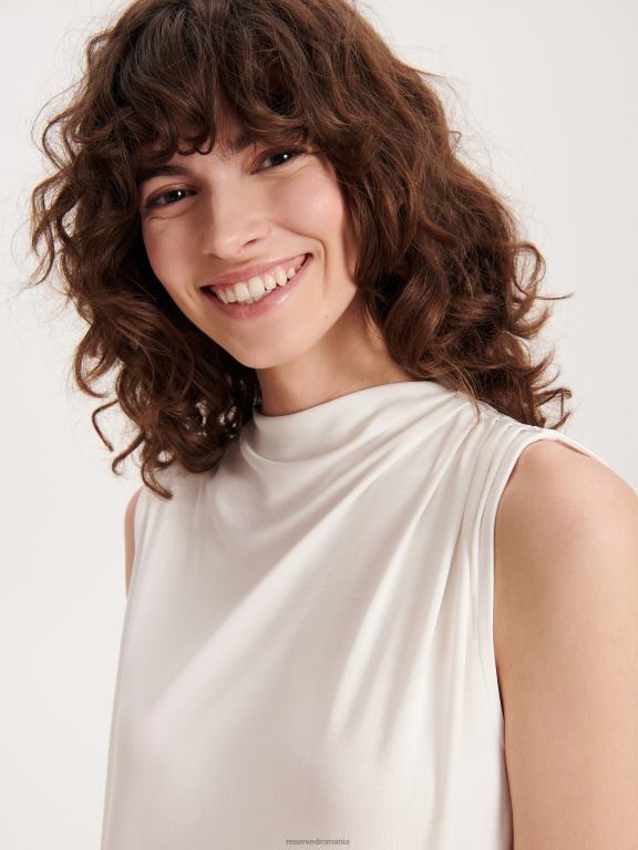 cremă Reserved femei îmbrăcăminte bluză adunată 648HZ378