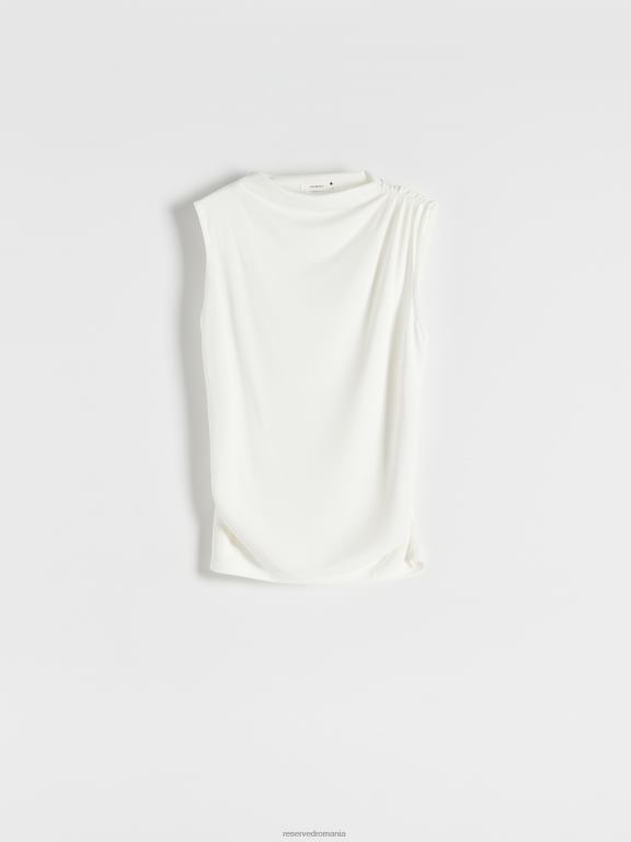 cremă Reserved femei îmbrăcăminte bluză adunată 648HZ378