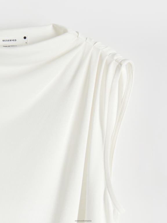cremă Reserved femei îmbrăcăminte bluză adunată 648HZ378