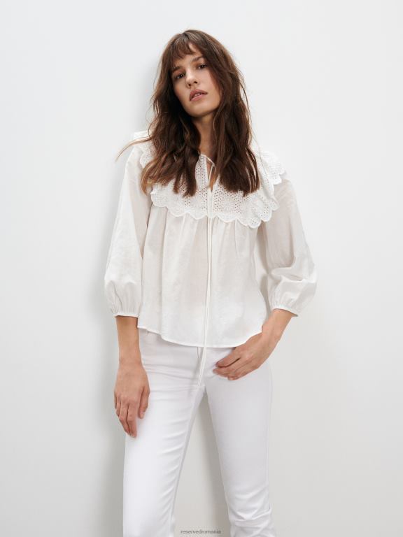 cremă Reserved femei îmbrăcăminte bluză cu decolteu decorativ 648HZ74