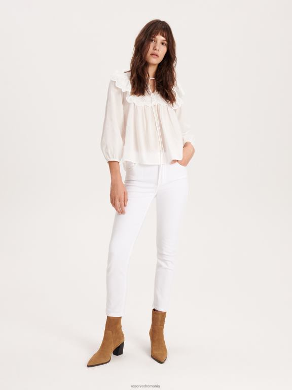 cremă Reserved femei îmbrăcăminte bluză cu decolteu decorativ 648HZ74