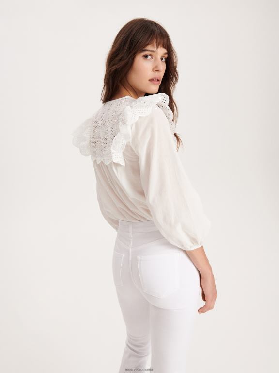 cremă Reserved femei îmbrăcăminte bluză cu decolteu decorativ 648HZ74