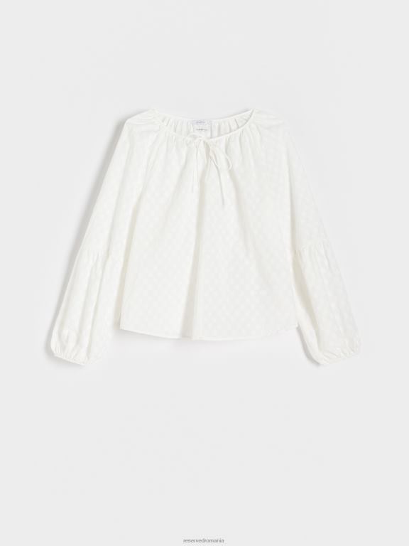 cremă Reserved femei îmbrăcăminte bluză cu inserții cu model 648HZ22