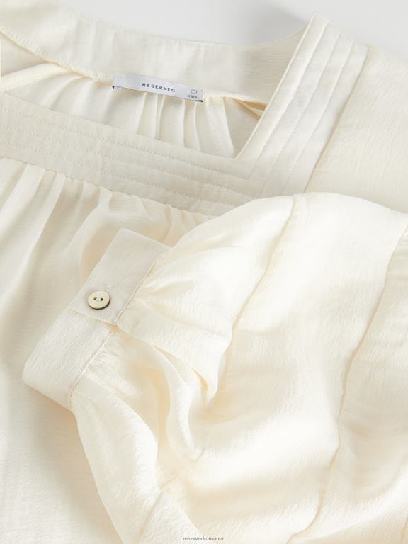 cremă Reserved femei îmbrăcăminte bluză cu mâneci bufante 648HZ45