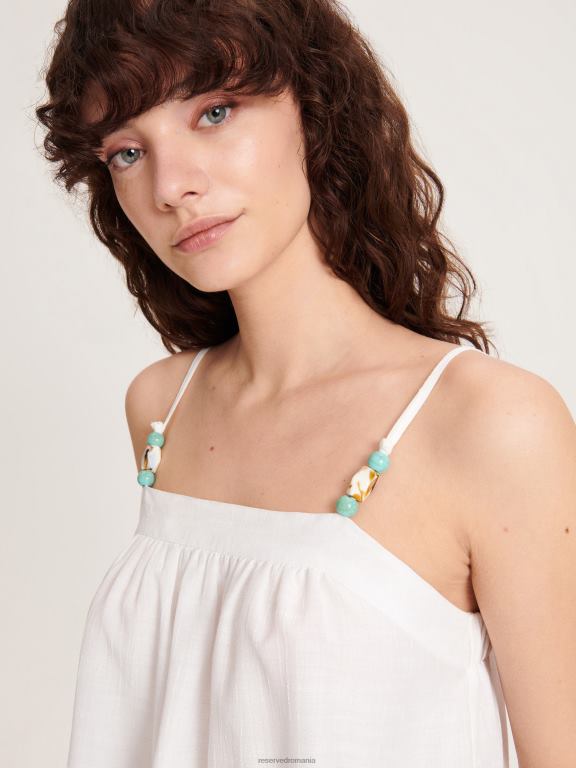 cremă Reserved femei îmbrăcăminte bluză cu pietre decorative 648HZ366