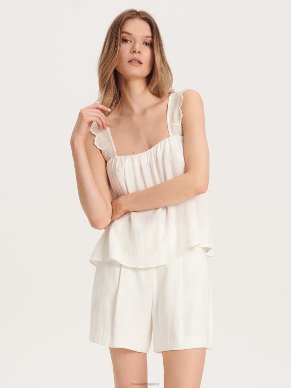 cremă Reserved femei îmbrăcăminte bluză din viscoză 648HZ155