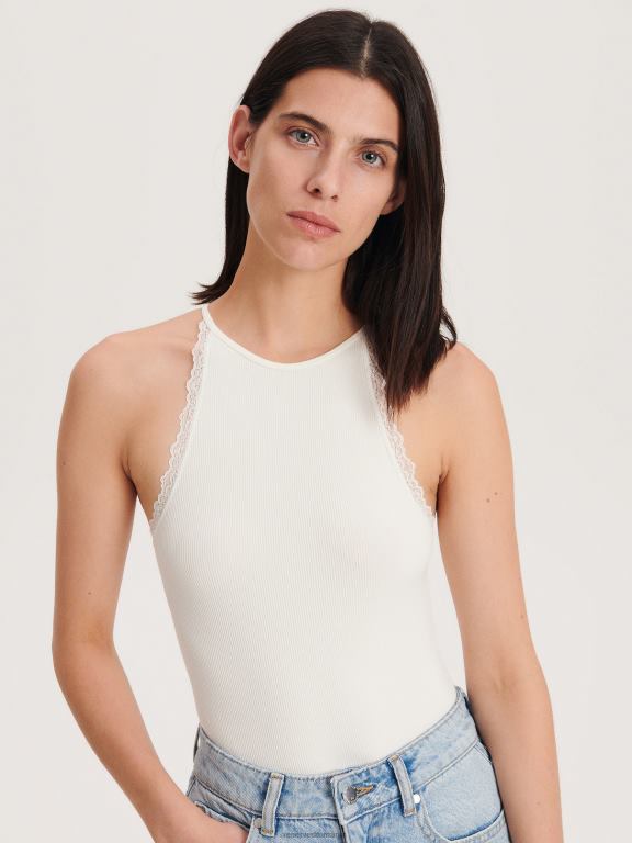 cremă Reserved femei îmbrăcăminte corp slim fit 648HZ496