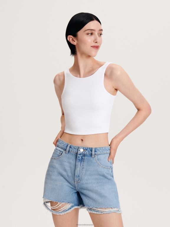 cremă Reserved femei îmbrăcăminte crop top 648HZ509