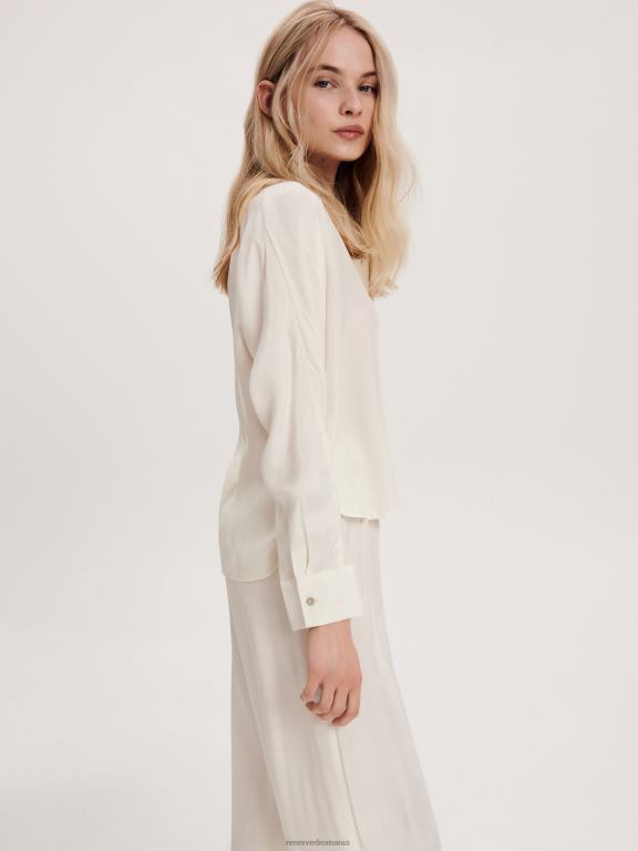 cremă Reserved femei îmbrăcăminte cămașă bogată în cupro 648HZ324