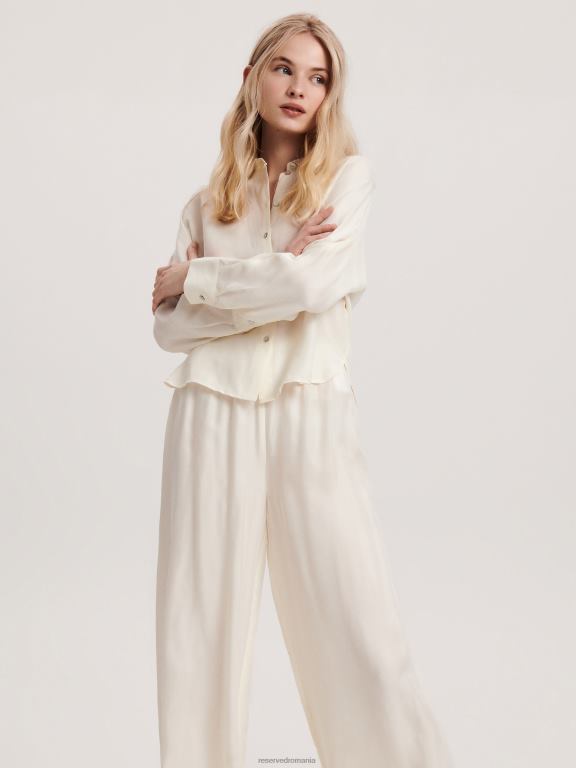 cremă Reserved femei îmbrăcăminte cămașă bogată în cupro 648HZ324