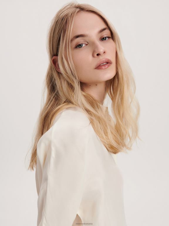 cremă Reserved femei îmbrăcăminte cămașă bogată în cupro 648HZ324