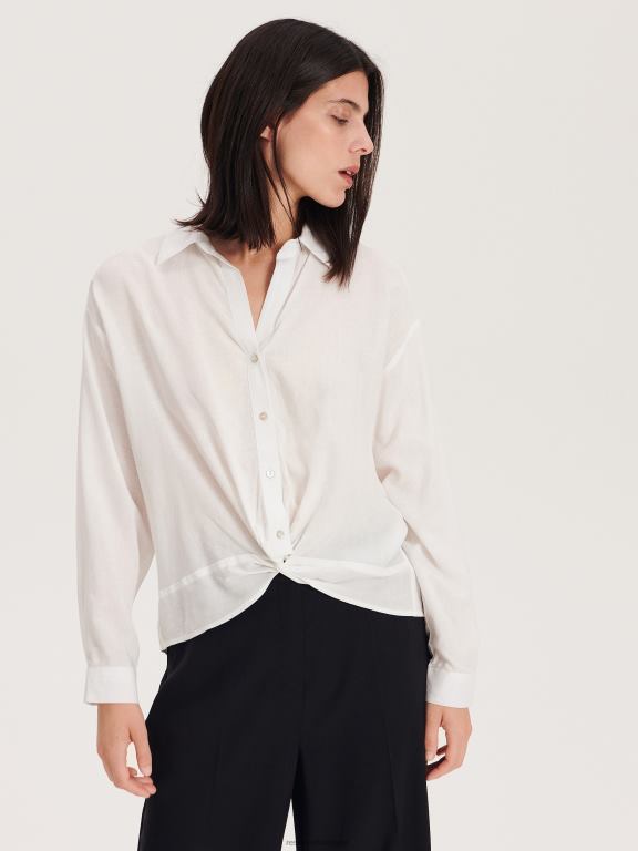 cremă Reserved femei îmbrăcăminte cămașă bogată în viscoză 648HZ219