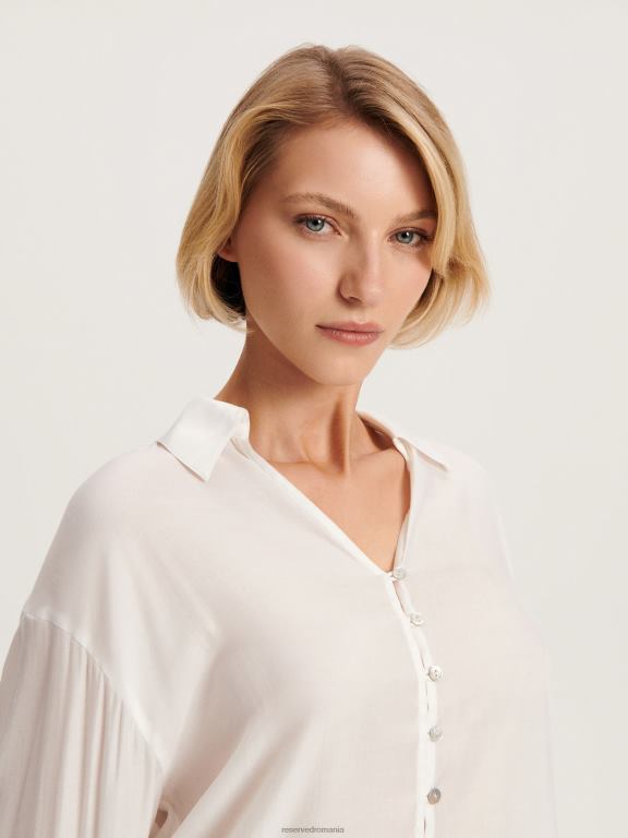 cremă Reserved femei îmbrăcăminte cămașă bogată în viscoză 648HZ287
