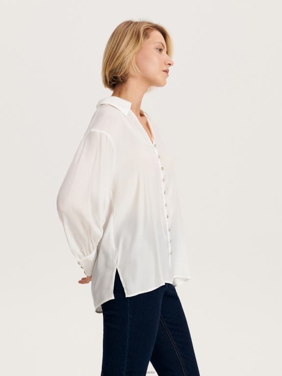 cremă Reserved femei îmbrăcăminte cămașă bogată în viscoză 648HZ287