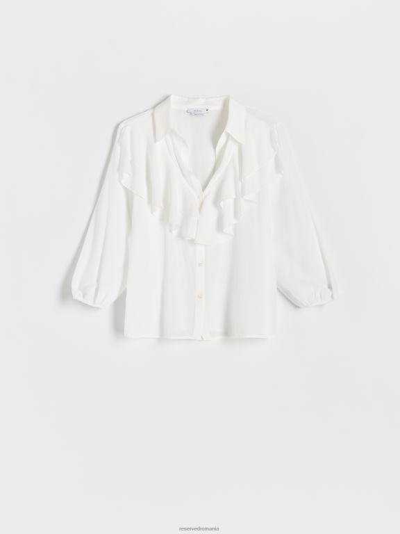 cremă Reserved femei îmbrăcăminte cămașă cu detaliu cu volan 648HZ18