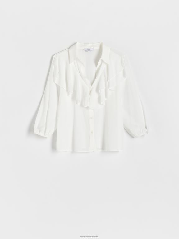 cremă Reserved femei îmbrăcăminte cămașă cu detaliu cu volan 648HZ18
