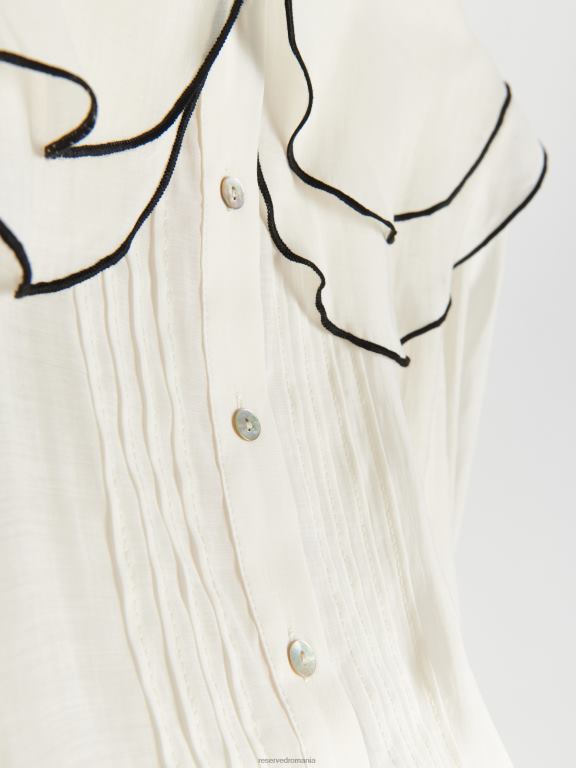 cremă Reserved femei îmbrăcăminte cămașă cu guler decorativ 648HZ37