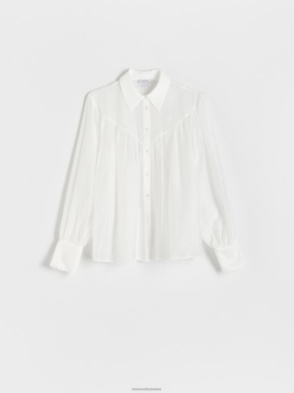 cremă Reserved femei îmbrăcăminte cămașă din amestec lyocell 648HZ271