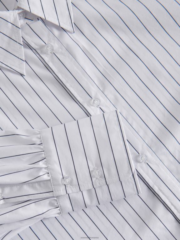 cremă Reserved femei îmbrăcăminte cămașă din bumbac cu dungi 648HZ275