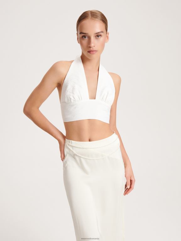 cremă Reserved femei îmbrăcăminte fusta cu margele decorative sidefate 648HZ841