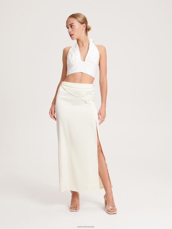 cremă Reserved femei îmbrăcăminte fusta cu margele decorative sidefate 648HZ841