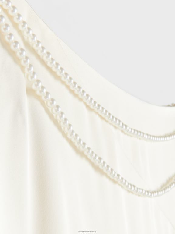 cremă Reserved femei îmbrăcăminte fusta cu margele decorative sidefate 648HZ841