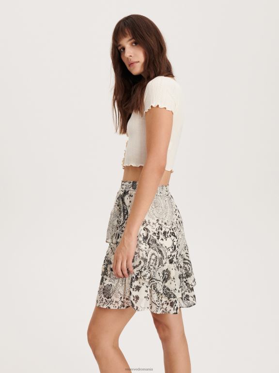 cremă Reserved femei îmbrăcăminte fusta mini cu volane 648HZ50