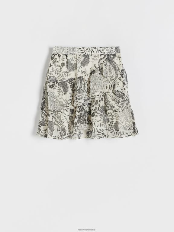 cremă Reserved femei îmbrăcăminte fusta mini cu volane 648HZ50