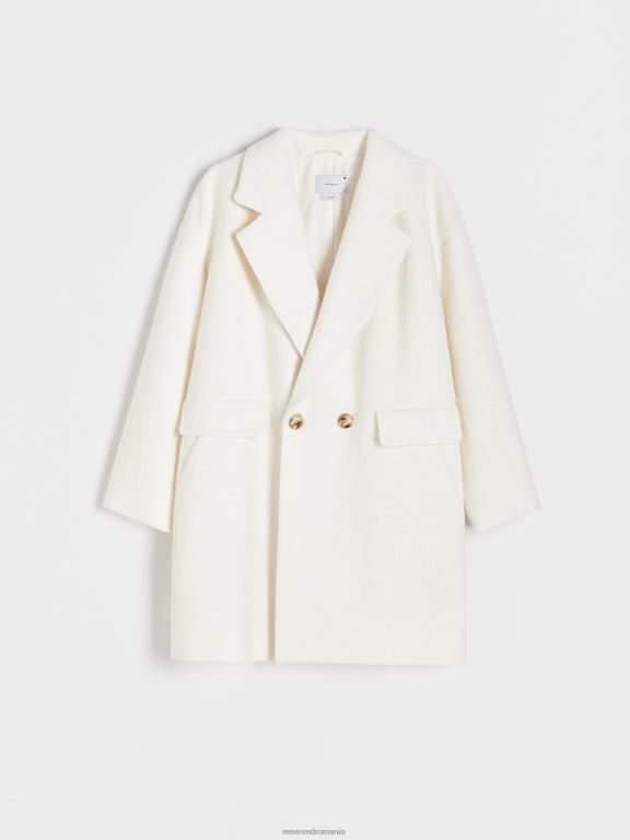 cremă Reserved femei îmbrăcăminte haină bogată în lână 648HZ884